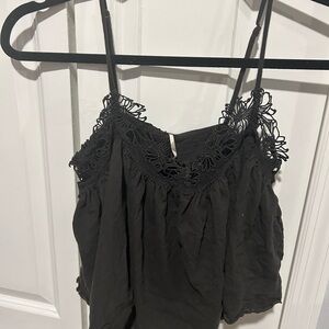 Free people Elegant Black Lace Trim Women's Top